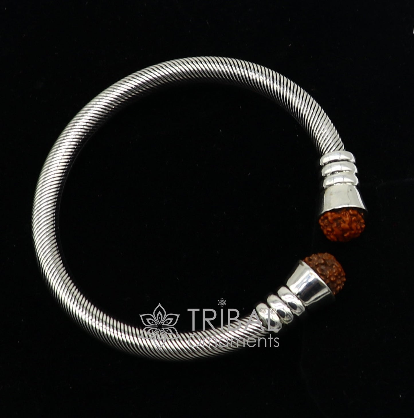 925 Sterling silver handmade fabulous designer Rudraksha kada bangle bracelet, by twisting,antique unisex jewelry nsk681 - TRIBAL ORNAMENTS