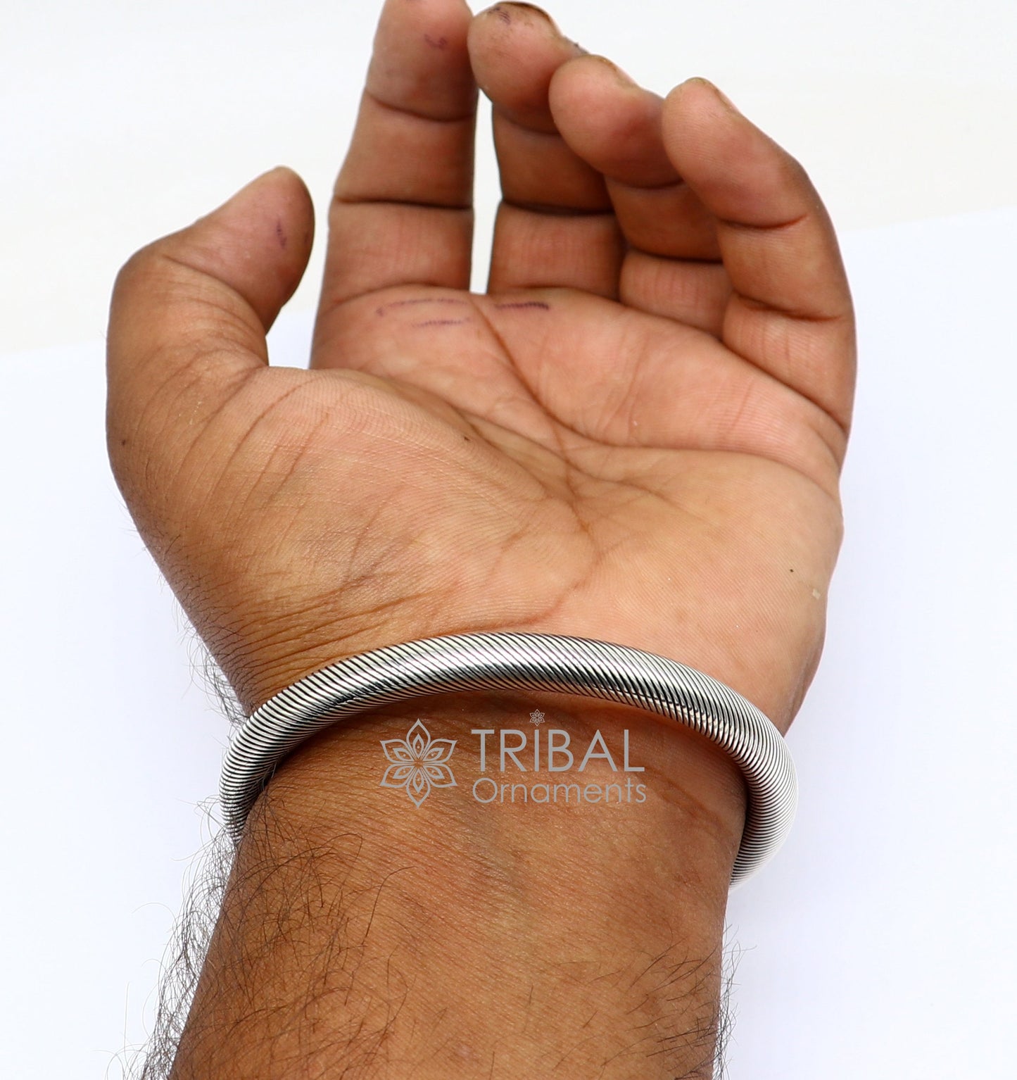 925 Sterling silver handmade fabulous designer Rudraksha kada bangle bracelet, by twisting,antique unisex jewelry nsk681 - TRIBAL ORNAMENTS