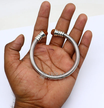 925 Sterling silver handmade fabulous designer Rudraksha kada bangle bracelet, by twisting,antique unisex jewelry nsk681 - TRIBAL ORNAMENTS