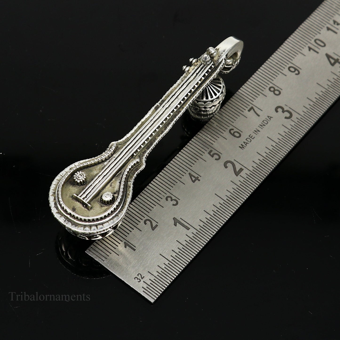 925 sterling silver Saraswati Veena, Silver musical instrument Veena for Goddess Sharda, best gifting puja article for hindu temple art42 - TRIBAL ORNAMENTS