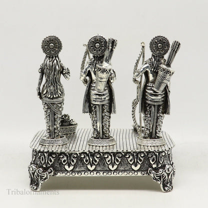 925 Sterling silver Silver Idols Sri Ram Darbar, Lord Shri Rama family, laxman and Seeta, handcrafted statue sculpture gifting art art119 - TRIBAL ORNAMENTS