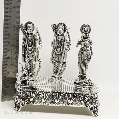 925 Sterling silver Silver Idols Sri Ram Darbar, Lord Shri Rama family, laxman and Seeta, handcrafted statue sculpture gifting art art119 - TRIBAL ORNAMENTS
