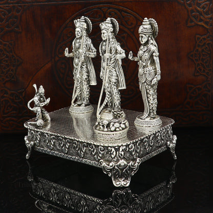 925 Sterling silver Silver Idols Sri Ram Darbar, Lord Shri Rama family, laxman and Seeta, handcrafted statue sculpture gifting art art119 - TRIBAL ORNAMENTS