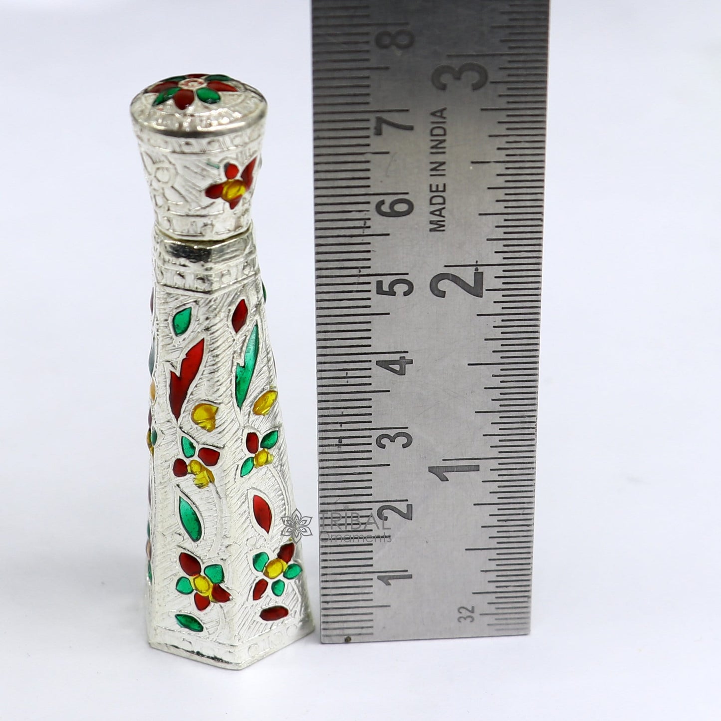 925 sterling silver sindur box for brides, bridal enamel casket container, decorative eyeliner and gift box by TRIBAL ORNAMENTS