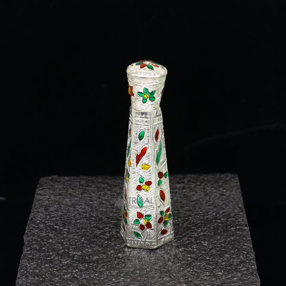 925 sterling silver sindur box for brides, enamel decorative container, part of Tribal Ornaments bridal collection, ideal for gifting