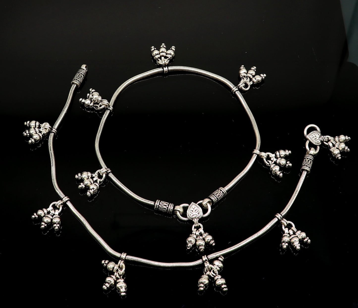 925 sterling silver single line/layer snake chain ankle bracelet, excellent belly dance customized trendy anklets foot bracelet ank386 - TRIBAL ORNAMENTS