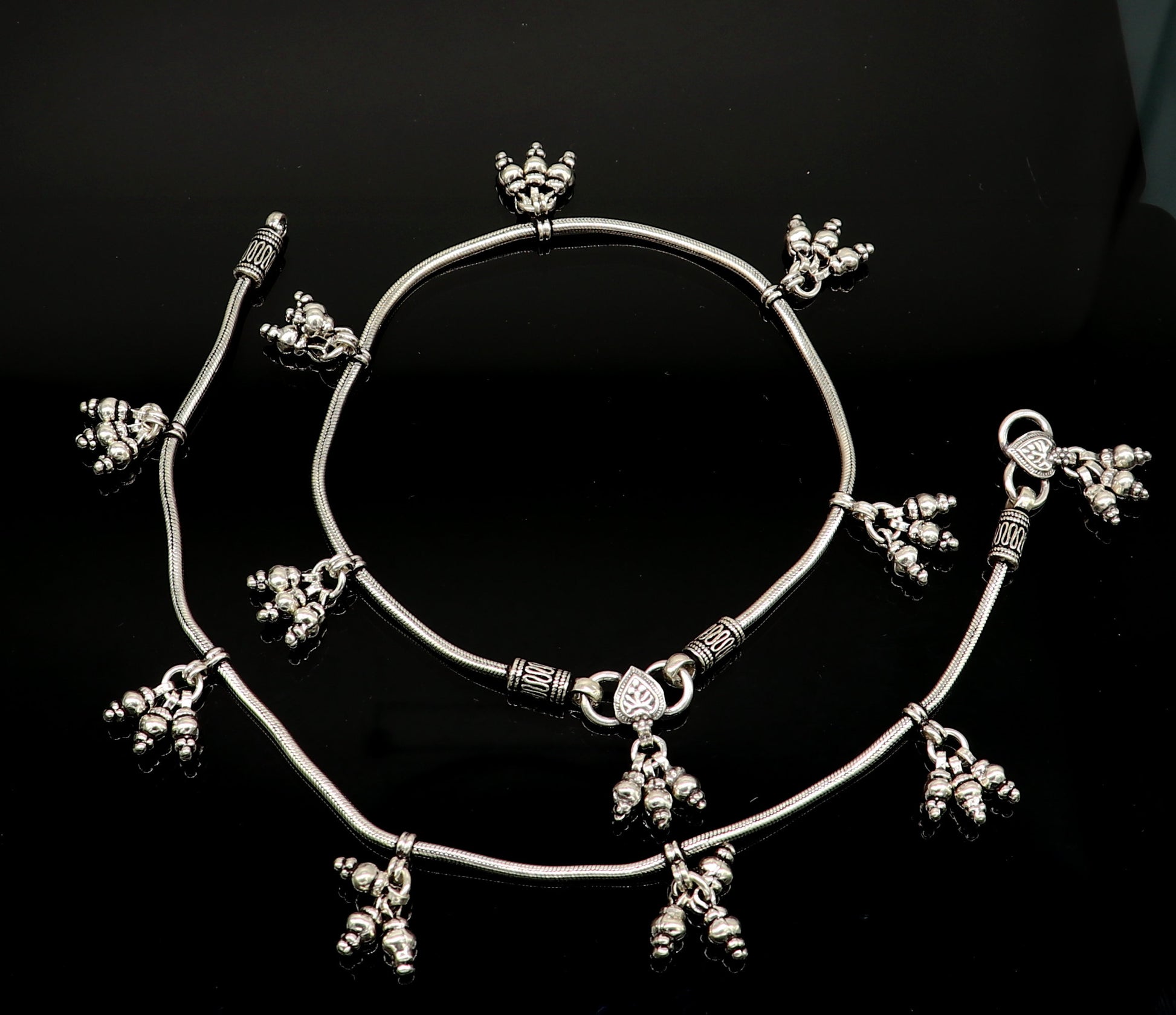 925 sterling silver single line/layer snake chain ankle bracelet, excellent belly dance customized trendy anklets foot bracelet ank386 - TRIBAL ORNAMENTS