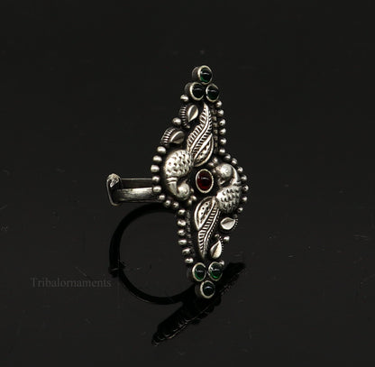 925 sterling silver single stone vintage design handmade adjustable ring, stunning designer customized wedding belly dance ring sr293 - TRIBAL ORNAMENTS