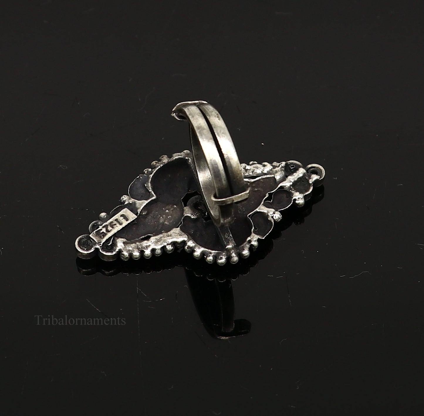 925 sterling silver single stone vintage design handmade adjustable ring, stunning designer customized wedding belly dance ring sr293 - TRIBAL ORNAMENTS