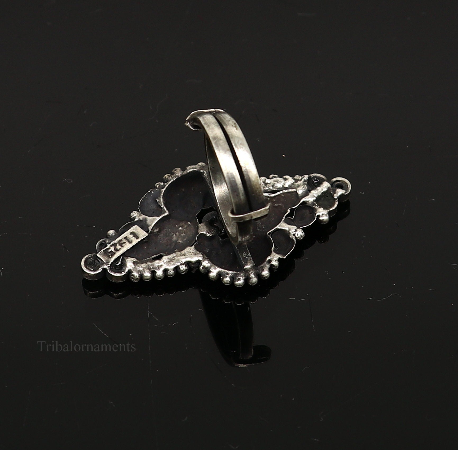 925 sterling silver single stone vintage design handmade adjustable ring, stunning designer customized wedding belly dance ring sr293 - TRIBAL ORNAMENTS