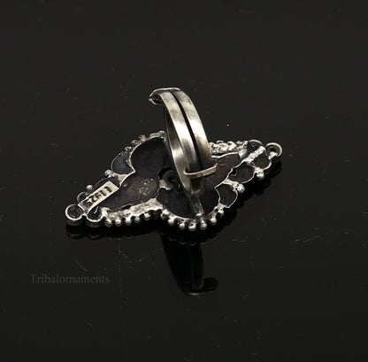 925 sterling silver single stone vintage design handmade adjustable ring, stunning designer customized wedding belly dance ring sr293 - TRIBAL ORNAMENTS