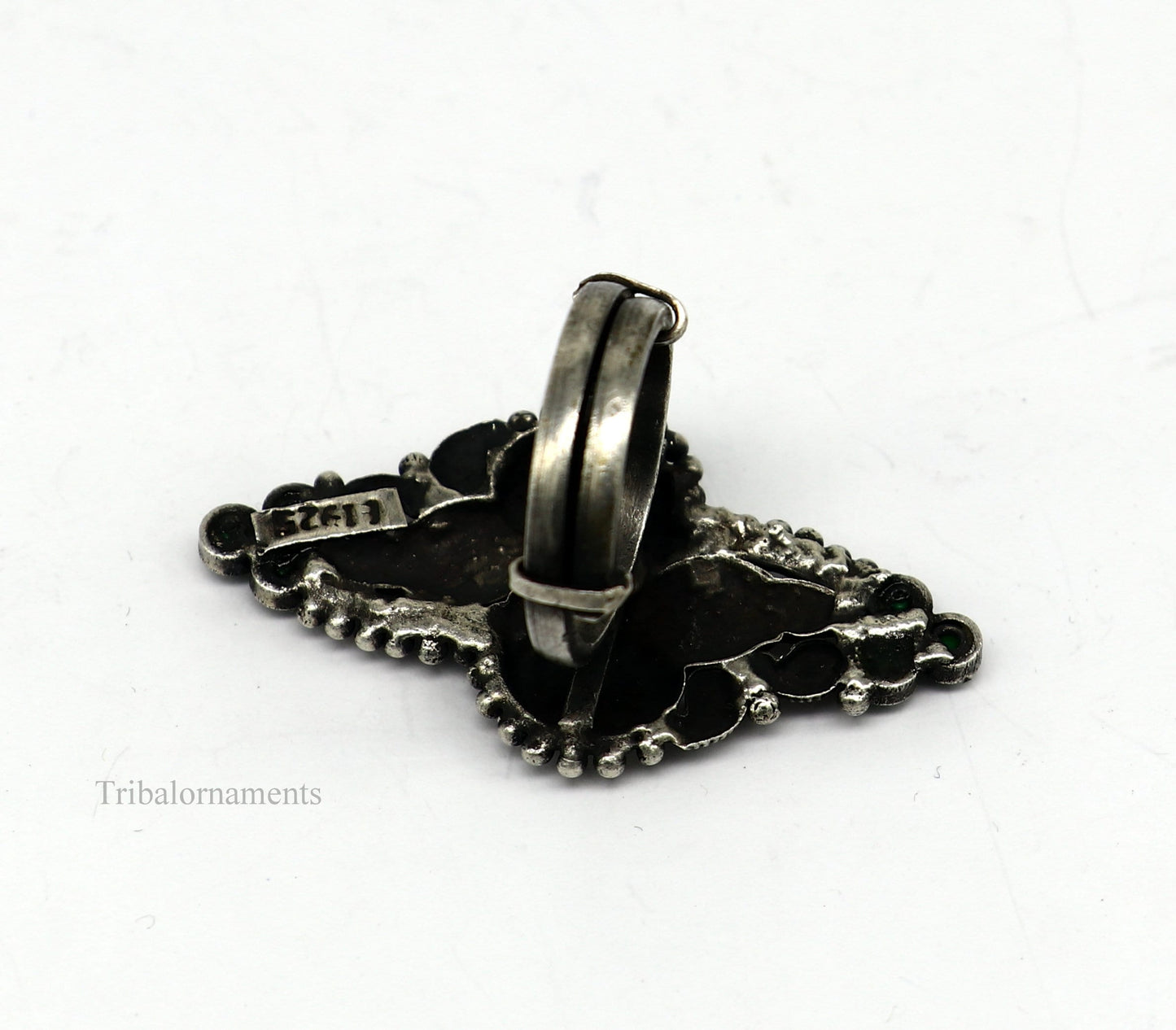 925 sterling silver single stone vintage design handmade adjustable ring, stunning designer customized wedding belly dance ring sr293 - TRIBAL ORNAMENTS