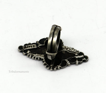 925 sterling silver single stone vintage design handmade adjustable ring, stunning designer customized wedding belly dance ring sr293 - TRIBAL ORNAMENTS