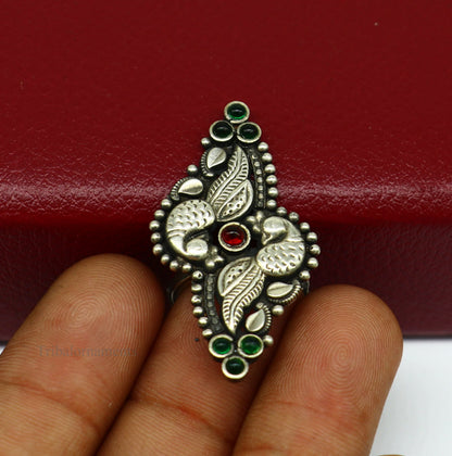 925 sterling silver single stone vintage design handmade adjustable ring, stunning designer customized wedding belly dance ring sr293 - TRIBAL ORNAMENTS