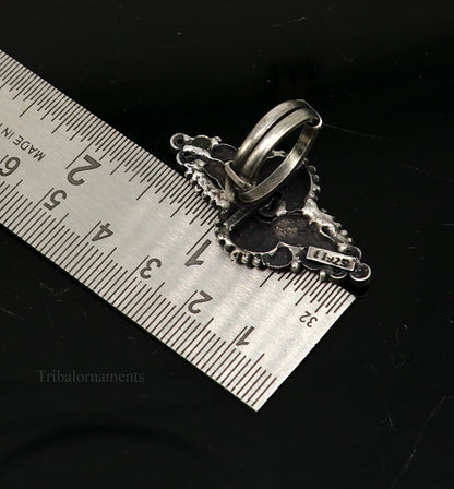 925 sterling silver single stone vintage design handmade adjustable ring, stunning designer customized wedding belly dance ring sr293 - TRIBAL ORNAMENTS