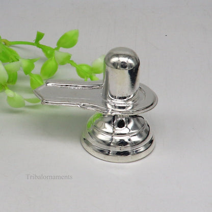 925 sterling silver handmade small Lord Shiva lingam, silver shivling puja utensils, home temple silver article puja accessories art71 - TRIBAL ORNAMENTS