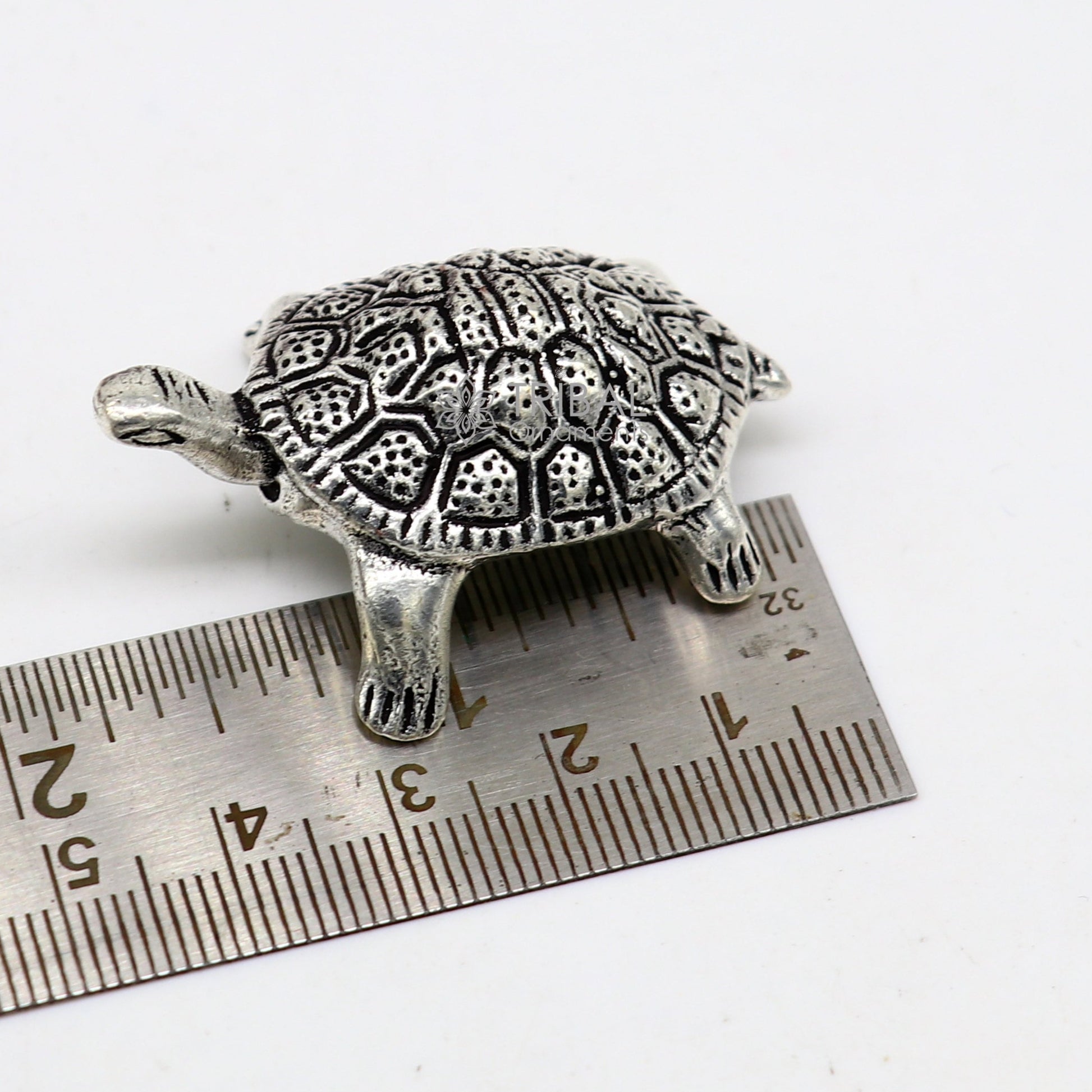 925 sterling silver Solid design small tortoise statue sculpture puja article collection silver figurine for wealth and prosperity art613 - TRIBAL ORNAMENTS
