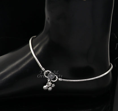 Sterling silver snake chain ankle bracelet by TRIBAL ORNAMENTS, trendy foot jewelry with a sleek, modern design.