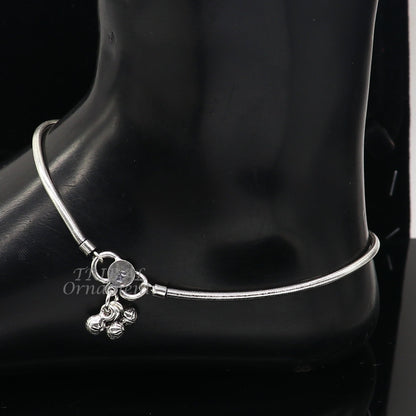 925 sterling silver snake chain ankle bracelet featuring a sleek, modern design with a customizable fit, from Tribal Ornaments.