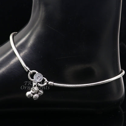 Sterling silver snake chain ankle bracelet by TRIBAL ORNAMENTS, modern trendy foot jewelry with customizable design and elegant finish.