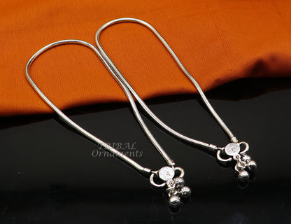 Sterling silver snake chain ankle bracelet by TRIBAL ORNAMENTS, modern and trendy foot jewelry with a sleek, polished design.