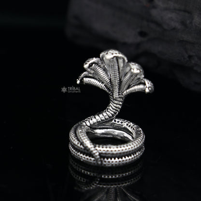 925 sterling silver solid divine panchmukhi Sheshnag, wonderful shiva snake amazing puja articles or utensils for home or temple art651 - TRIBAL ORNAMENTS