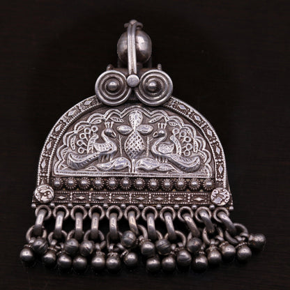 925 sterling silver solid peacock design vintage customized design handmade pedant gorgeous tribal personalized jewelry from india nsp260 - TRIBAL ORNAMENTS