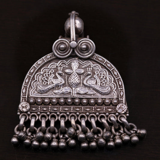 925 sterling silver solid peacock design vintage customized design handmade pedant gorgeous tribal personalized jewelry from india nsp260 - TRIBAL ORNAMENTS