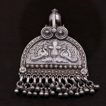 925 sterling silver solid peacock design vintage customized design handmade pedant gorgeous tribal personalized jewelry from india nsp260 - TRIBAL ORNAMENTS