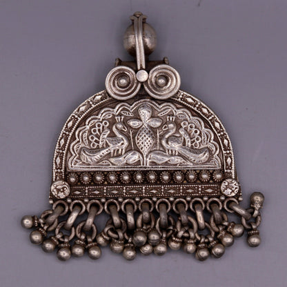 925 sterling silver solid peacock design vintage customized design handmade pedant gorgeous tribal personalized jewelry from india nsp260 - TRIBAL ORNAMENTS