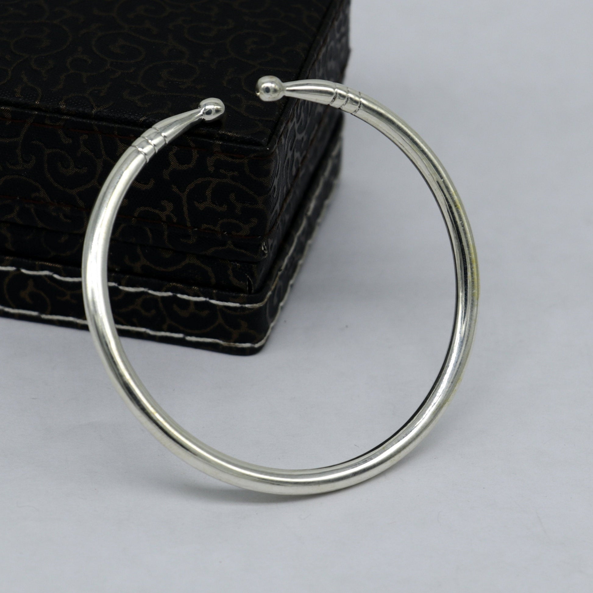 925 sterling silver solid plain shiny design girl's adjustable bangle kada, best gifting adjustable kada excellent brides jewelry nssk382 - TRIBAL ORNAMENTS