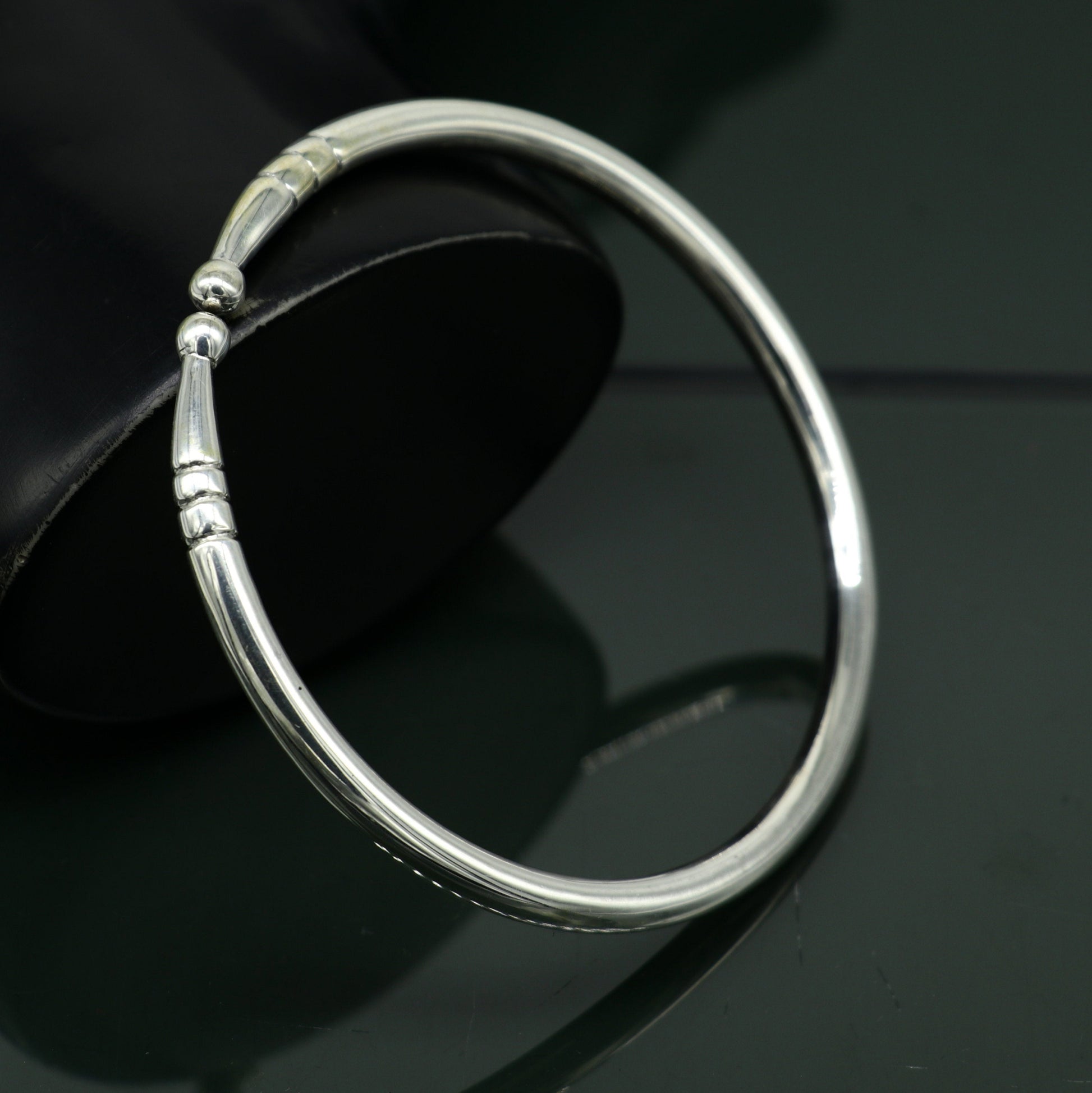 925 sterling silver solid plain shiny design unisex adjustable bangle kada, best gifting adjustable kada excellent brides jewelry nssk372 - TRIBAL ORNAMENTS