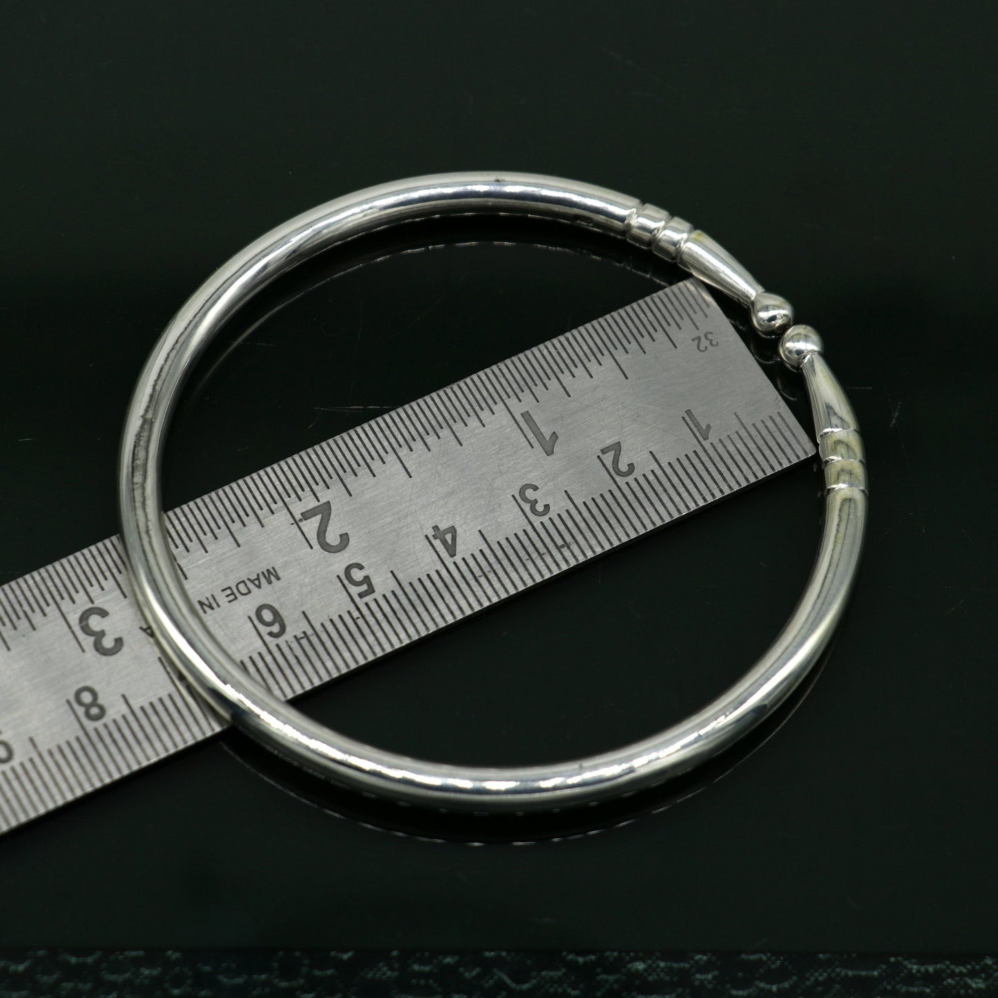 925 sterling silver solid plain shiny design unisex adjustable bangle kada, best gifting adjustable kada excellent brides jewelry nssk372 - TRIBAL ORNAMENTS
