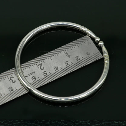 925 sterling silver solid plain shiny design unisex adjustable bangle kada, best gifting adjustable kada excellent brides jewelry nssk372 - TRIBAL ORNAMENTS