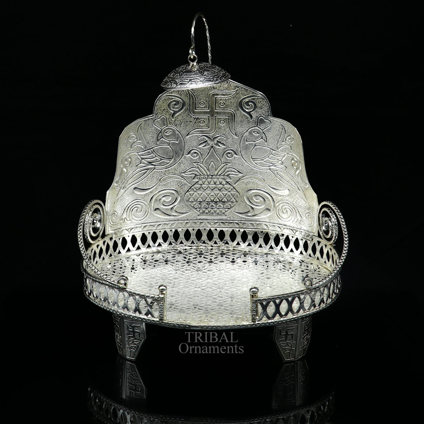 925 sterling silver solid Sinhasan, singhasan idol god throne, god statue's stand chair, temple puja article best collectible gift su571 - TRIBAL ORNAMENTS