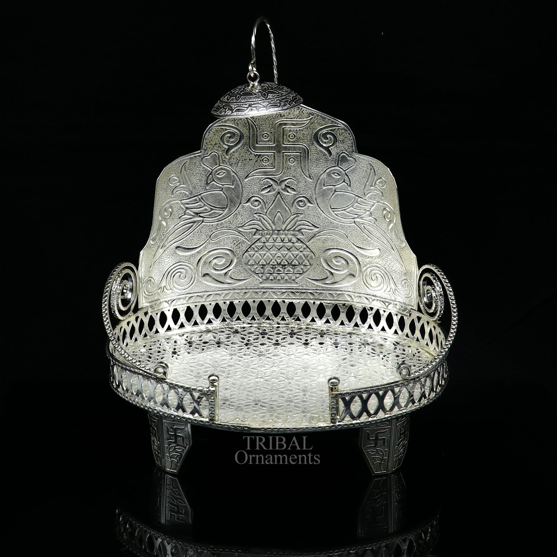 925 sterling silver solid Sinhasan, singhasan idol god throne, god statue's stand chair, temple puja article best collectible gift su571 - TRIBAL ORNAMENTS