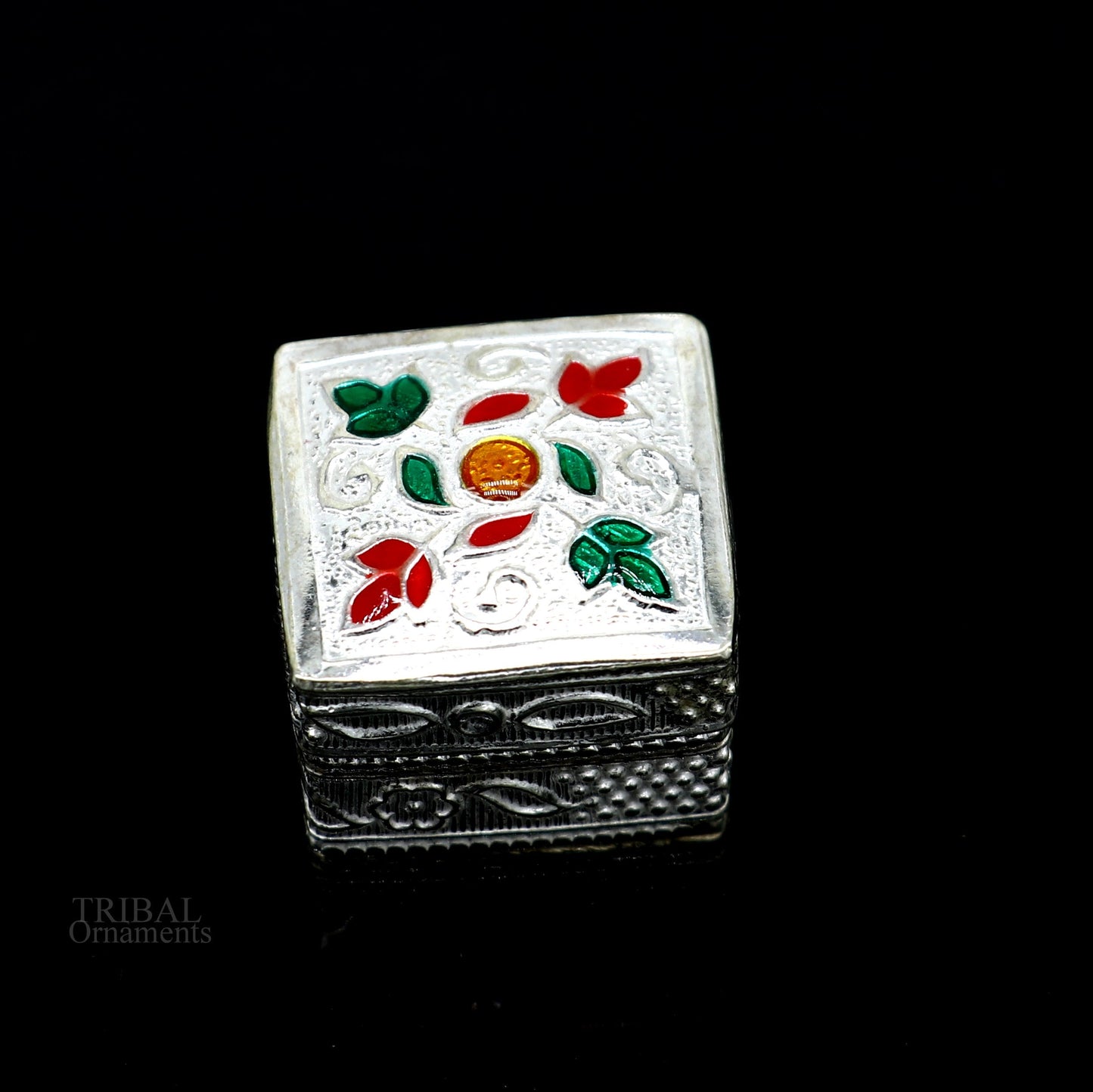 925 sterling silver square shape brides gift kajal box, trinket box, sindur box, eyeliner box, silver utensils, best bridal gift stb343 - TRIBAL ORNAMENTS