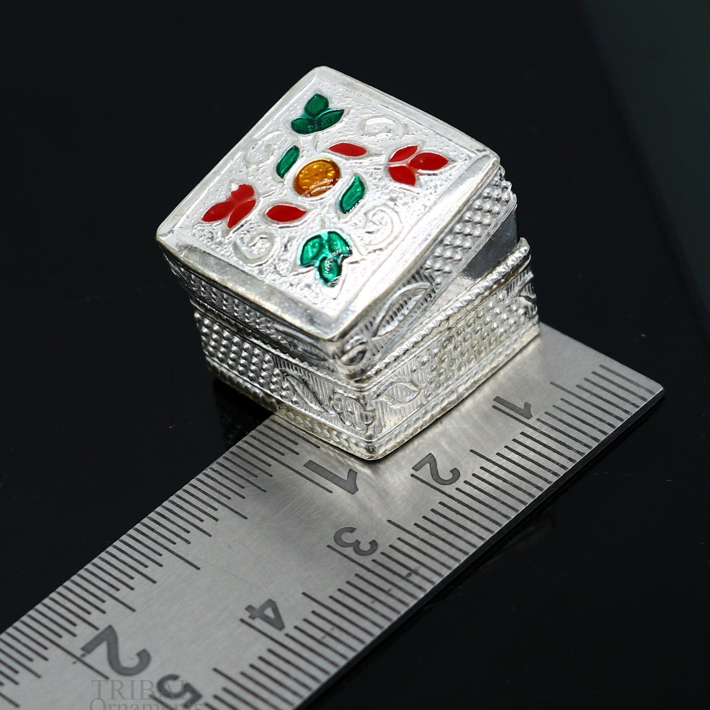 925 sterling silver square shape brides gift kajal box, trinket box, sindur box, eyeliner box, silver utensils, best bridal gift stb343 - TRIBAL ORNAMENTS