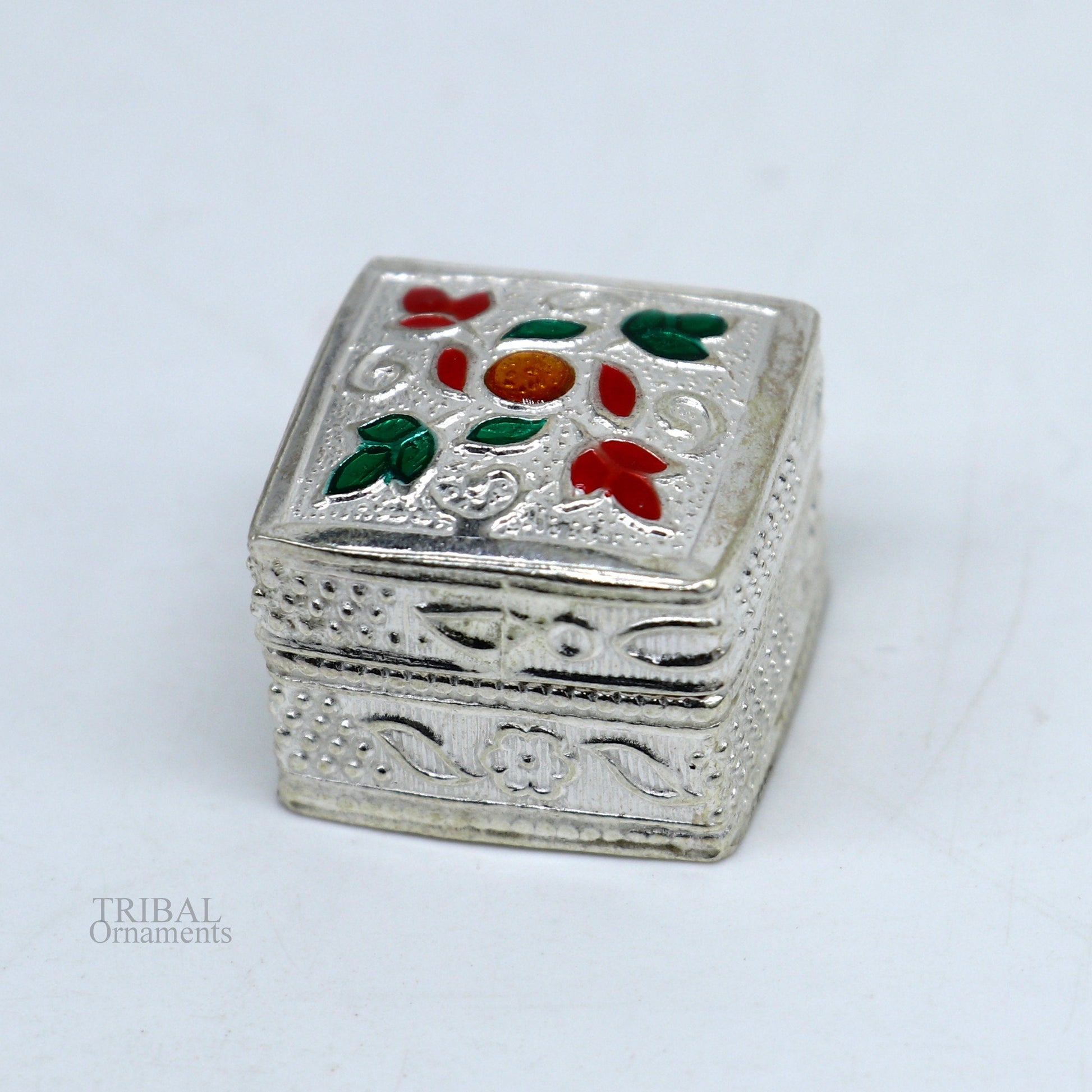 925 sterling silver square shape brides gift kajal box, trinket box, sindur box, eyeliner box, silver utensils, best bridal gift stb343 - TRIBAL ORNAMENTS