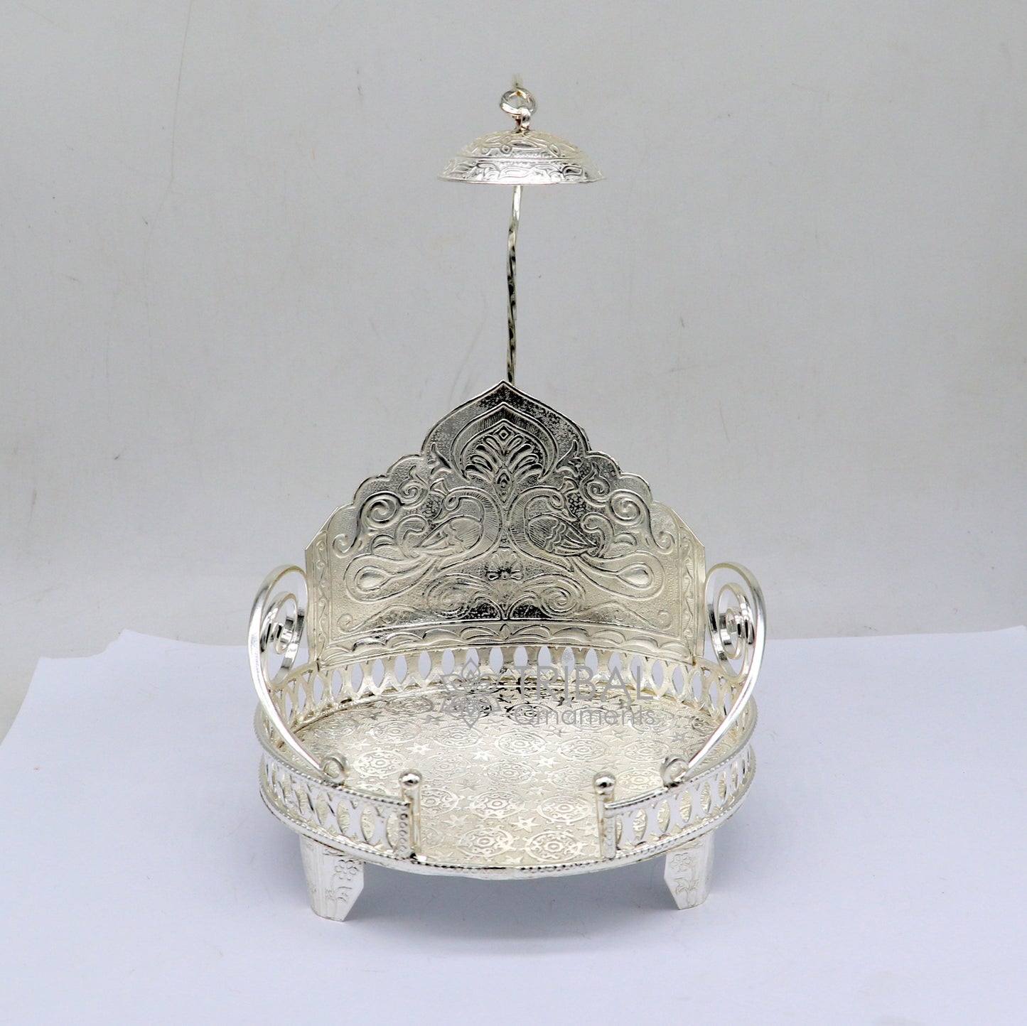 925 sterling silver sterling Sinhasan, singhasan idol god throne, god statue's divine chair, temple puja Chouki article article su1109 - TRIBAL ORNAMENTS