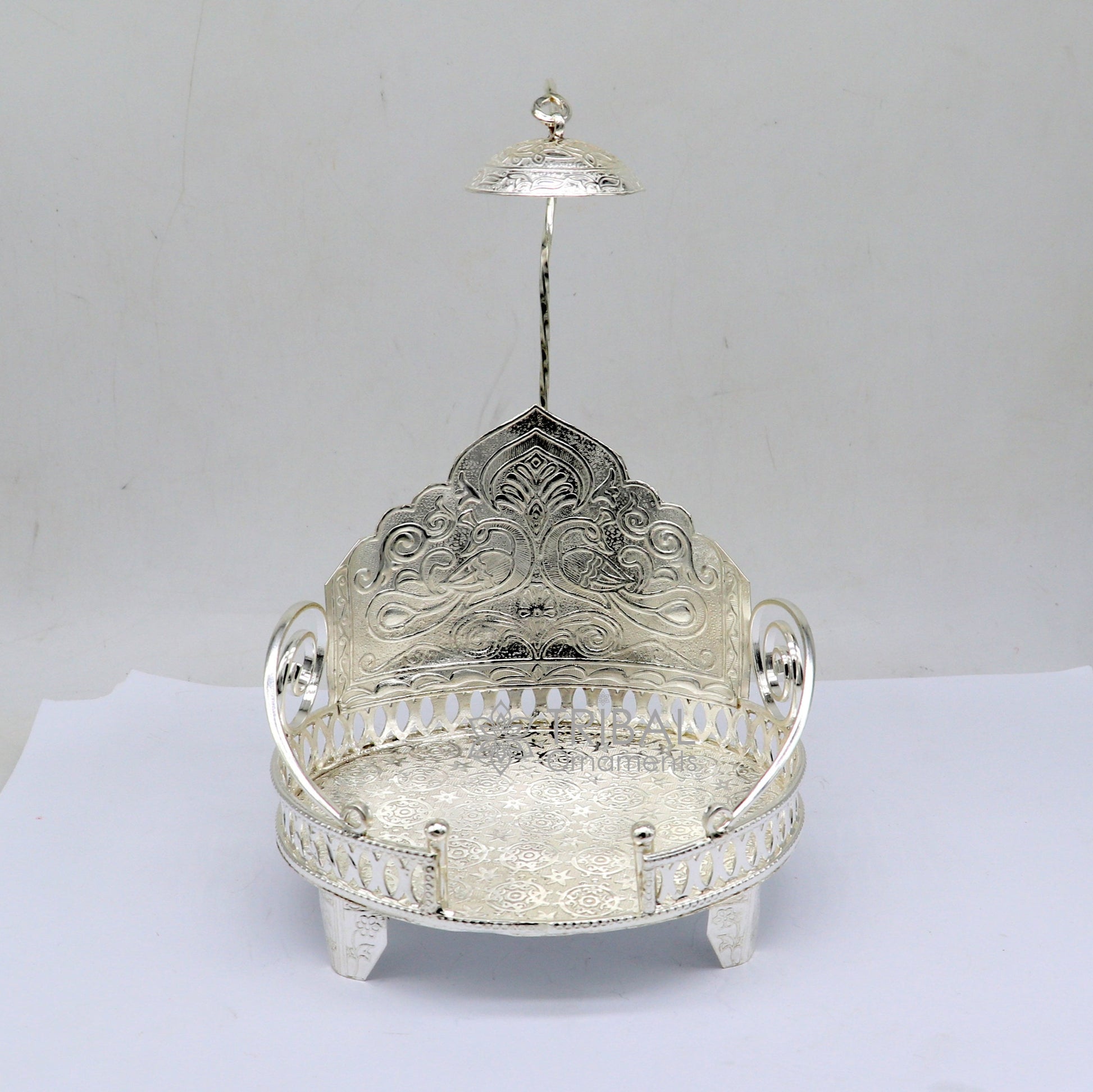 925 sterling silver sterling Sinhasan, singhasan idol god throne, god statue's divine chair, temple puja Chouki article article su1109 - TRIBAL ORNAMENTS