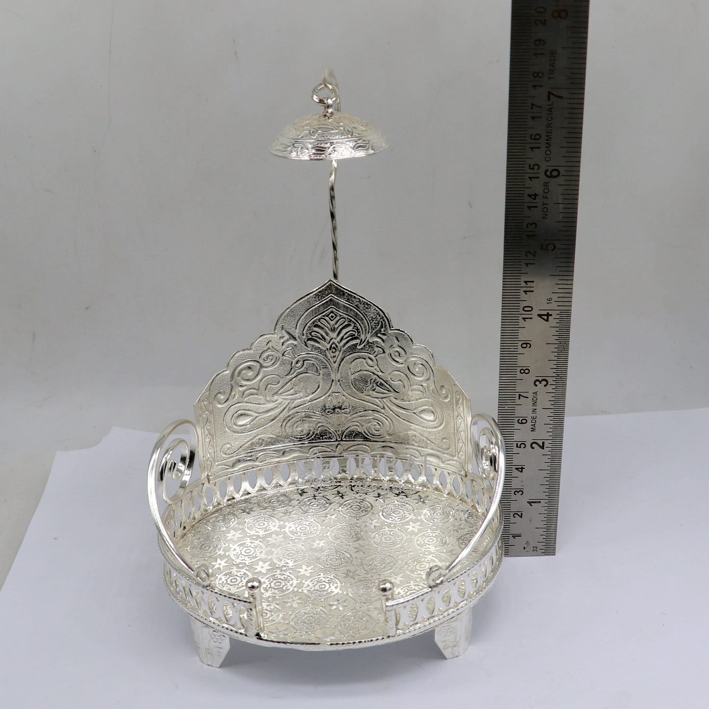 925 sterling silver sterling Sinhasan, singhasan idol god throne, god statue's divine chair, temple puja Chouki article article su1109 - TRIBAL ORNAMENTS