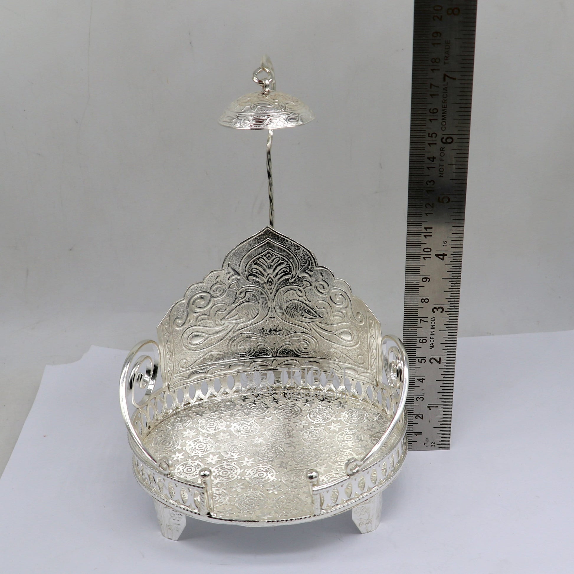 925 sterling silver sterling Sinhasan, singhasan idol god throne, god statue's divine chair, temple puja Chouki article article su1109 - TRIBAL ORNAMENTS