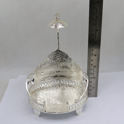 925 sterling silver sterling Sinhasan, singhasan idol god throne, god statue's divine chair, temple puja Chouki article article su1109 - TRIBAL ORNAMENTS