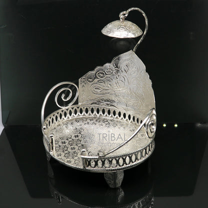 925 sterling silver sterling Sinhasan, singhasan idol god throne, god statue's divine chair, temple puja Chouki article article su1109 - TRIBAL ORNAMENTS
