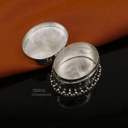 925 sterling silver trinket box with George V king emperor coin design, ideal for jewelry, kajal eyeliner, or sindur storage.