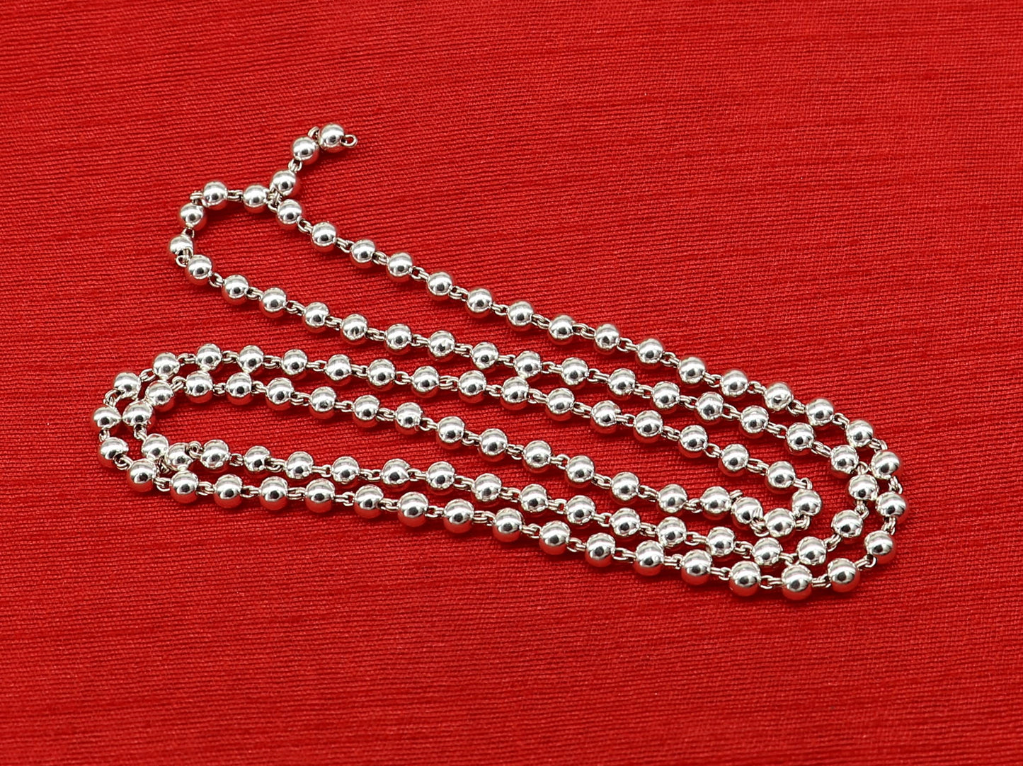925 sterling silver stunning plain solid beads chain japp mala 108 beads japp chain 26 inches long unisex necklace stylish jewelry ch111 - TRIBAL ORNAMENTS