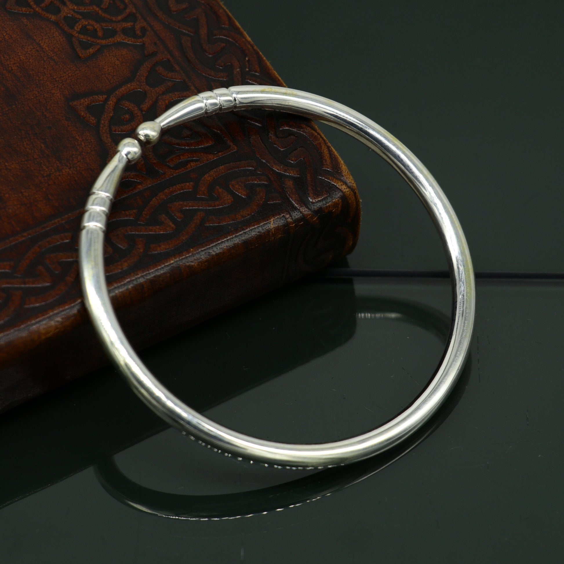 925 sterling silver Superior Quality Graceful Design Glossy Plain solid Bracelet Kada for Men and women's gifting nssk373 - TRIBAL ORNAMENTS