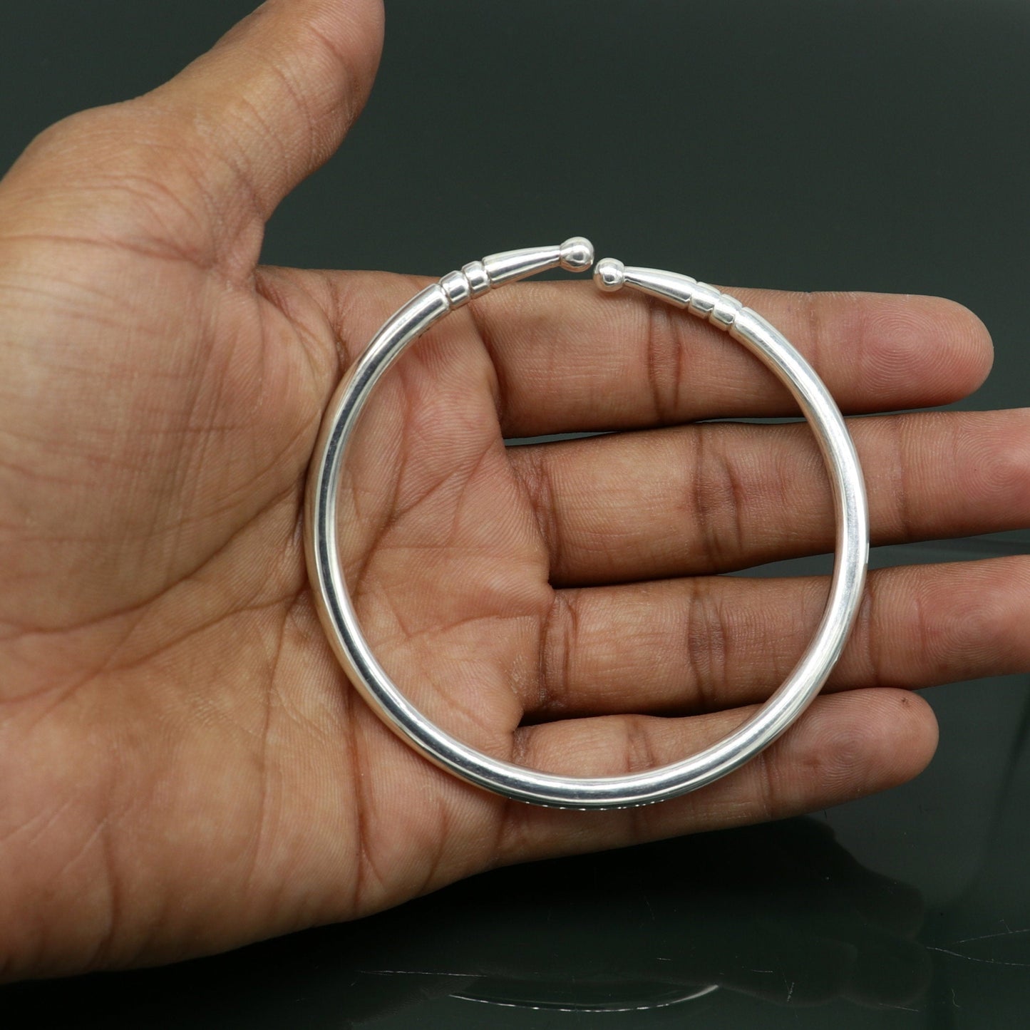 925 sterling silver Superior Quality Graceful Design Glossy Plain solid Bracelet Kada for Men and women's gifting nssk373 - TRIBAL ORNAMENTS