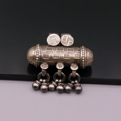 925 Sterling silver traditional tribal amulet pendant jewelry with intricate engraved design, crafted by TRIBAL ORNAMENTS.
